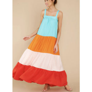 Aura Looking Bright Orange Multi Maxi Dress